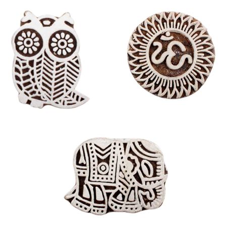 Set of 3 Piece New Mix Wooden Printing Block